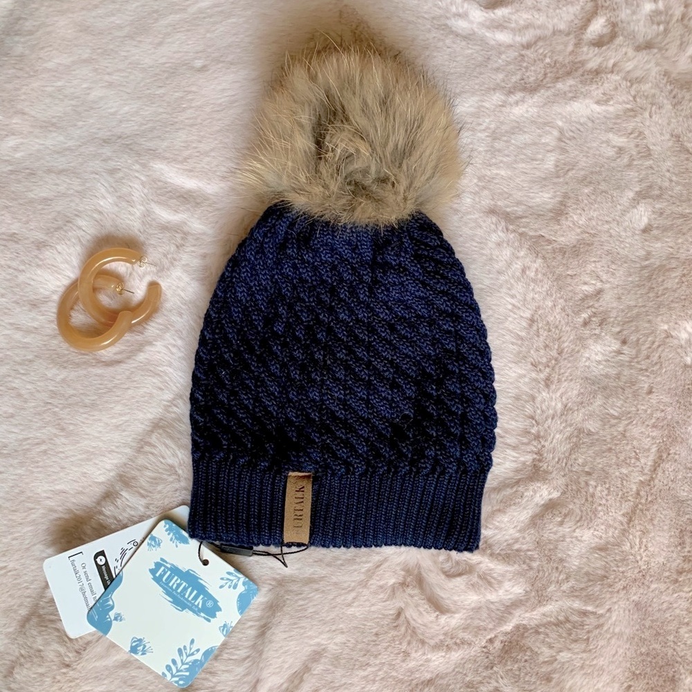 Furtalk Raccoon Pom Pom Hat OS